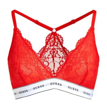 Guess Flower Lace Triangle Bralette - Red