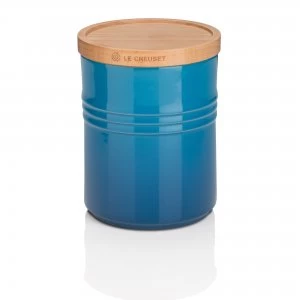 Le Creuset Medium Storage Jar with Wood Lid Marseille Blue