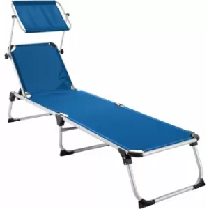 Tectake - Sun lounger Aurelie w/ 6 step adjustable aluminium frame - garden lounger, garden sun lounger, reclining sun lounger - blue - blue