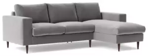 Swoon Evesham Velvet Right Hand Corner Sofa - Silver Grey