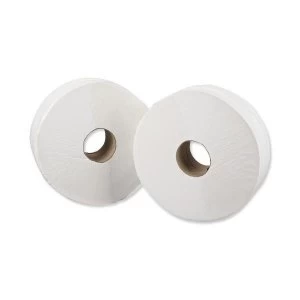 5 Star Facilities Jumbo Toilet Roll 2 Ply Sheet Size 250x92mm 410m White Pack of 6