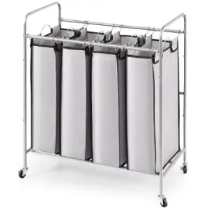 VEVOR Laundry Sorter Cart 4 Section, Laundry Hamper with Heavy Duty Lockable Wheels and 4 Removable Bags, Rolling Laundry Basket Sorter for Clothes St