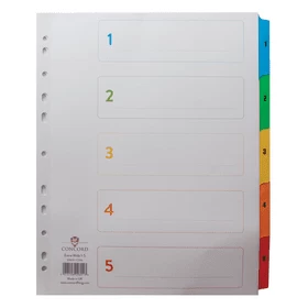 Concord Index 1-5 A4 White with Multi-Colour Tabs 09601/CS96