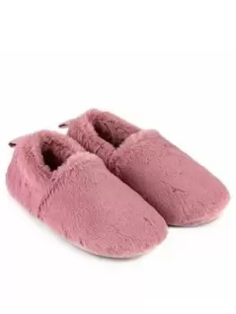 TOTES Faux Fur Full Back Slippers - Pink, Size 3-4, Women