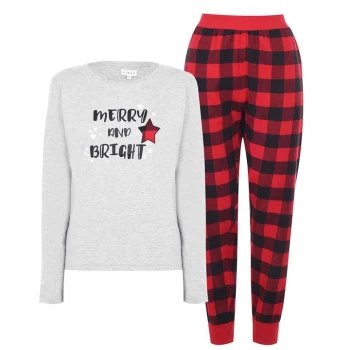 Linea Merry Pyjama Set - Grey/Red