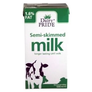 Dairy PRIDE Milk Semi Skimmed 1.6 12 Pieces of 500ml