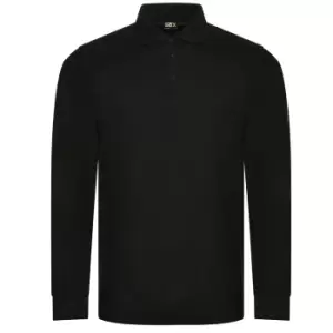 PRO RTX Mens Pro PiquA Long-Sleeved Polo Shirt (L) (Black)