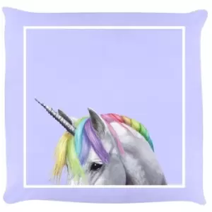 Inquisitive Creatures Rainbow Unicorn Filled Cushion (One Size) (Lilac) - Lilac