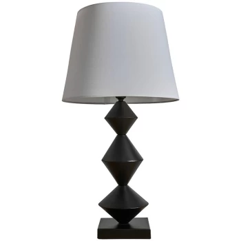 Black Distressed Table Lamp Light with Aspen Shade - White - No Bulb
