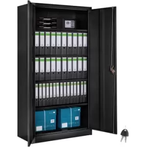 Tectake - Filing cabinet with 5 shelves - metal filing cabinet, office cabinet, home filing cabinet - Black 90cm - black