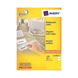 Avery L4736REV-25 Removable Mini Labels 45.7 x 21.2mm White Pack of 1200 Labels
