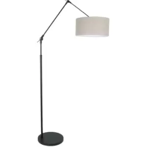 Sienna Lighting - Sienna Prestige Chic Floor Lamp with Shade Matte Black, Linen Grey