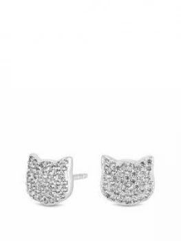 Simply Silver Cat Stud Earrings