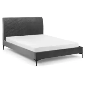 Grey Quilted Velvet Bed 5ft Kingsize 150cm - Waltham
