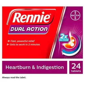 Rennie Dual Action Heartburn Indigestion Chewable 24 Tabs