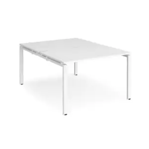 Bench Desk 2 Person Starter Rectangular Desks 1200mm White Tops With White Frames 1600mm Depth Adapt