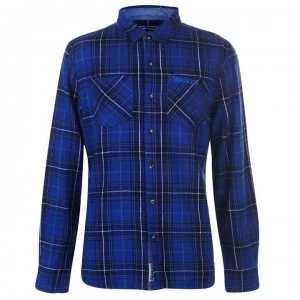 SoulCal Flannel Shirt Mens - Navy/Grey/White