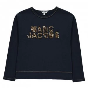 Marc Jacobs Children Girls Sequin Logo T Shirt - Bleu Cargo 849