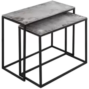 Limoge - Farrah Collection Silver Set of Two Side Tables