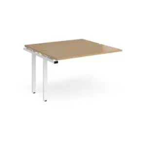 Bench Desk Add On Rectangular Desk 1200mm With Sliding Tops Oak Tops With White Frames 1200mm Depth Adapt