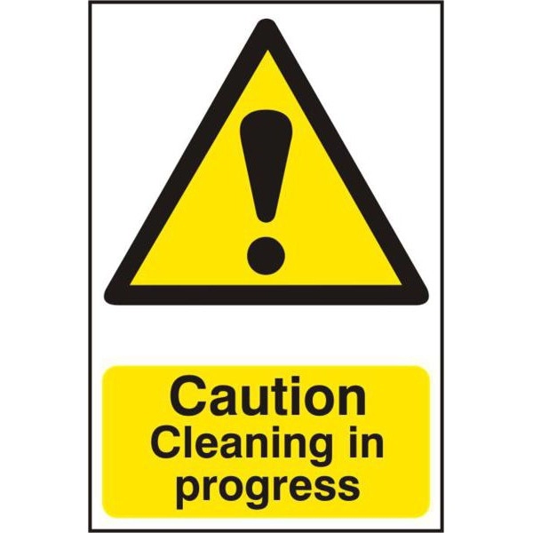 ASEC Caution Cleaning in Progress 200mm x 300mm PVC Self Adhesive Sign