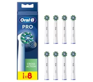 ORAL B CrossAction X-Filaments Replacement Toothbrush Head Pack of 8, White