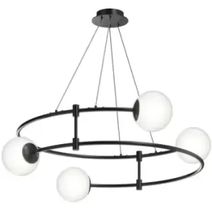 Maytoni Balance Modern Cylindrical Pendant Ceiling Light Black, Glass Shade