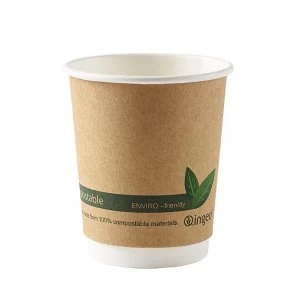 Kraft Paper Cups 8oz Double Wall PLA Pack of 25