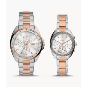 Fossil His And Her Multifunction Two-Tone Stainless Steel Watch Set - Rose Gold / Silver