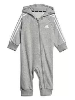 adidas Sportswear Infant 3 Stripe All-in-One - Grey, Size 12-18 Months