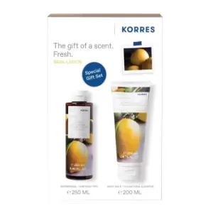 Korres Korres Basil Lemon Showergel & Body Milk Set 450ml