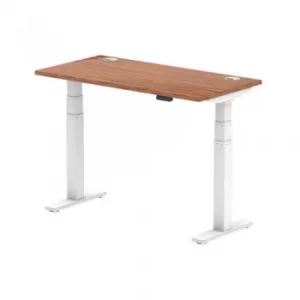 Air 1200/600 Walnut Height Adjustable Desk with Cable Ports with White Legs