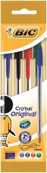 Bic Assorted Cristal Medium Ball Point 4 Pen Pouch 8308621
