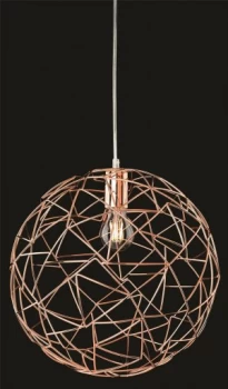 1 Light Spherical Wire Ceiling Pendant Copper, E27