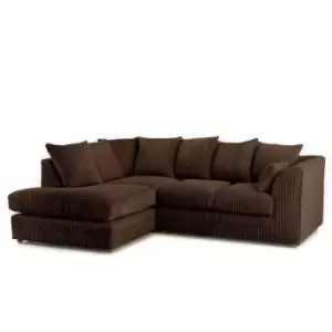 Canolo Luxury LHF Corner Chaise Jumbo Cord Sofa - Chocolate - Chocolate