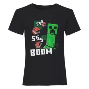 Minecraft Girls Like A Bossss T-Shirt (12-13 Years) (Black/Green)