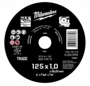 MILWAUKEE Cutting Disc, angle grinder Ø: 125mm 4932479578