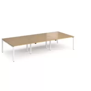 Bench Desk 6 Person Rectangular Desks 3600mm Oak Tops With White Frames 1600mm Depth Adapt