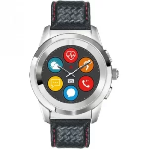 MyKronoz ZeTime Premium Bluetooth Smartwatch with Black Leather and Red Stitching Regular