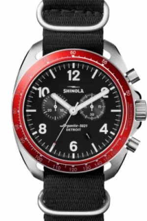 Mens Shinola Rambler Tachymeter Chrono 44mm Black Nylon Strap Chronograph Watch S0120007928