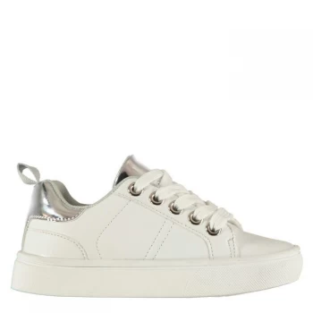 Fabric Low Block Infants Trainers - White/Silver