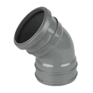 FloPlast 110mm Soil Pipe Offset Bend Ring Seal Top/Solvent Bottom 135° - Grey