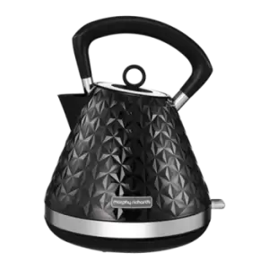 Morphy Richards Vector Black Pyramid Kettle - 1.5L - 3kw Rapid Boil - Limescale Filter - Traditional Kettle - 108131