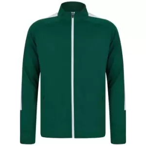 Finden & Hales Mens Knitted Tracksuit Top (XXL) (Bottle Green/White)