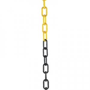 Slingsby Plastic Chain 10mm Short Link 25 Metre Yellow Black 328276