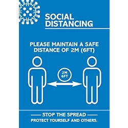 Seco Health & Safety Poster Social Distancing Semi-Rigid Plastic 29.7 x 42 cm
