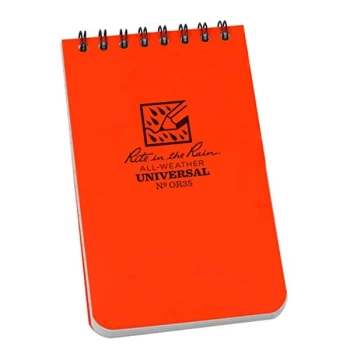 Rite in the Rain Universal Notebook, Top Spiral Bound, 3" x 5" (50 Sheets) Orange