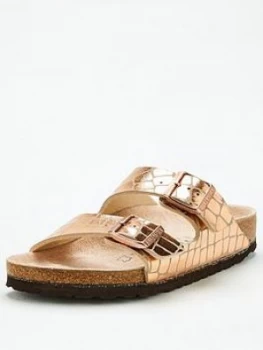 Birkenstock Arizona Double Strap Metallic Flat Sandals - Copper, Copper, Size 5, Women