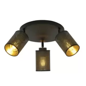 Bronx Black Ceiling Spotlight Clusters with Black Fabric Shades, 3x E14