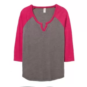 Alternative Apparel Womens/Ladies Outfield Vintage 50/50 Long Sleeve T-Shirt (M) (Vintage Coal/Vintage Pink)